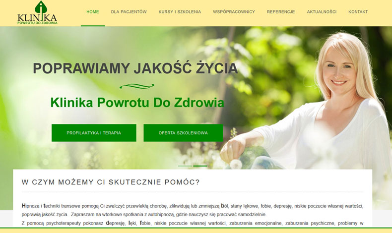 strona internetowa Klinika Powrotu do Zdrowia