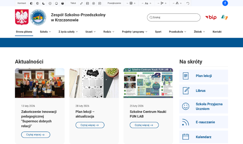 strona internetowa realizacja Zespół Szkolno-Przedszkolny w Krzczonowie