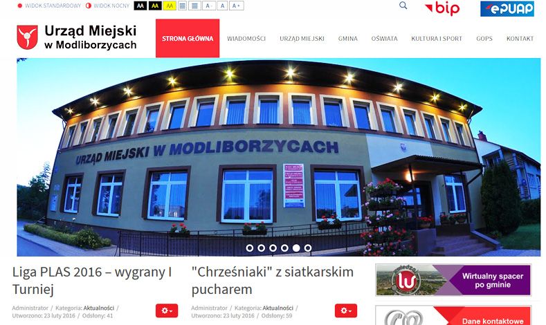 strona internetowa Urząd Miejski Modliborzyce