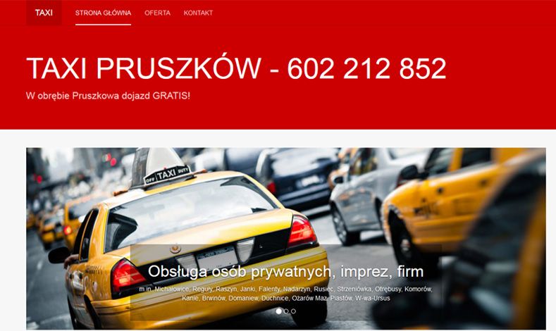 strona internetowa Taxi Pruszków