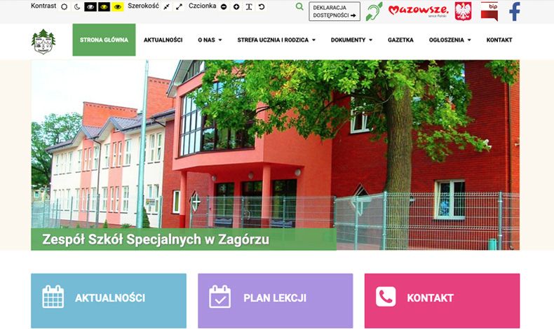 strona internetowa Zespół Szkół Specjalnych w Zagórzu