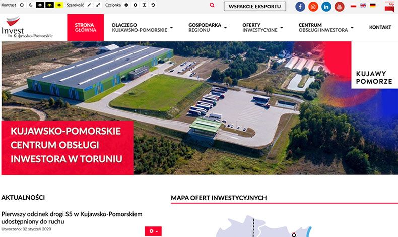 strona internetowa Invest in Kujawsko-Pomorskie