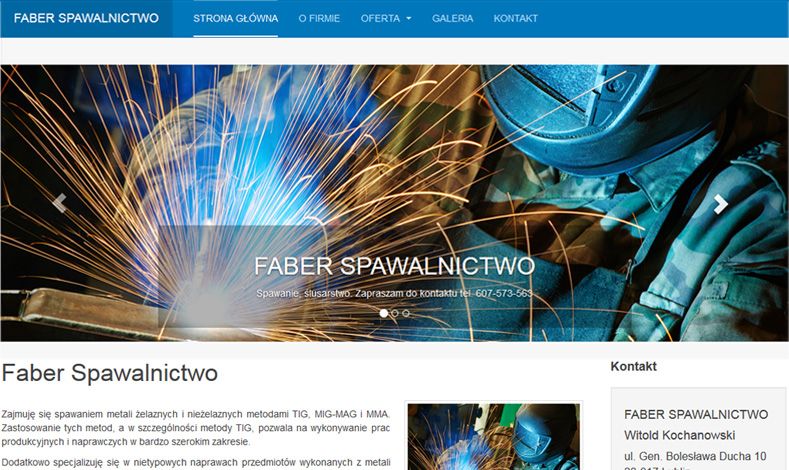 strona internetowa FABER SPAWALNICTWO Witold Kochanowski