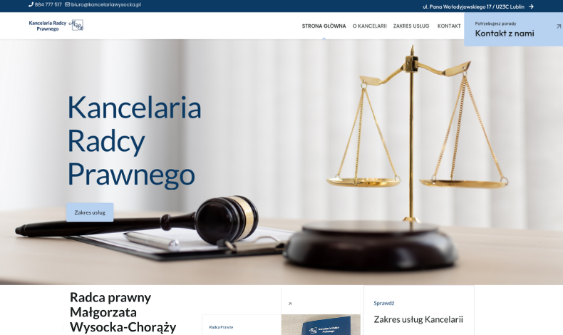 strona internetowa Radca Prawny Małgorzata Wysocka-Chorąży