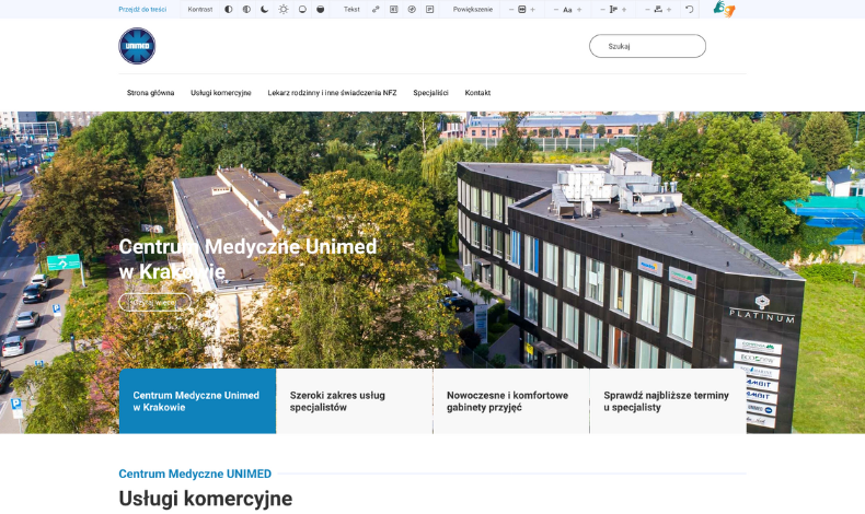 strona internetowa Centrum Medyczne UNIMED