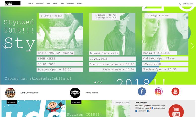 strona internetowa Szkoła Tańca UDS Lublin