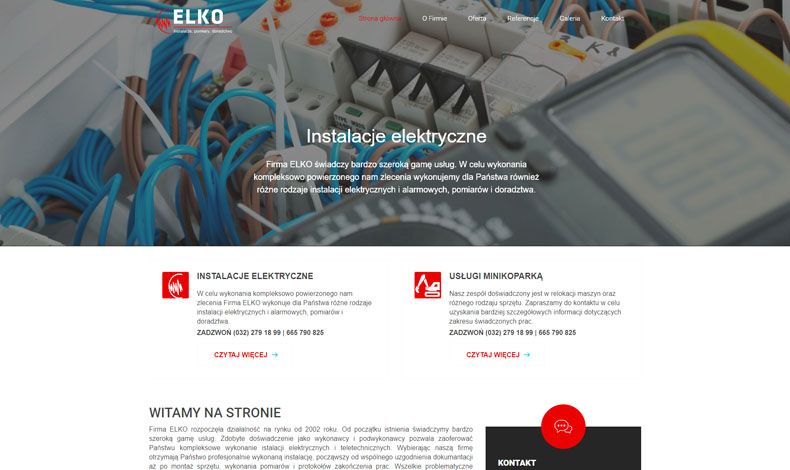 strona internetowa Elko Instalacje Elektryczne