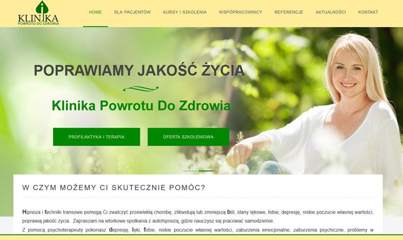 strona internetowa Klinika Powrotu do Zdrowia