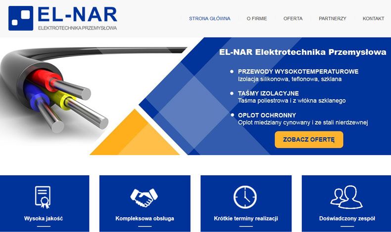 strona internetowa EL-NAR Elektrotechnika Przemysłowa