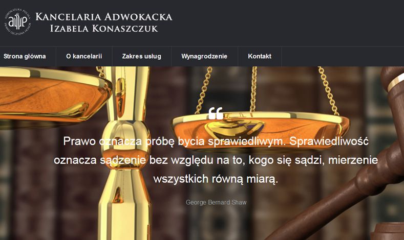 strona internetowa Kancelaria Adwokacka Izabela Konaszczuk