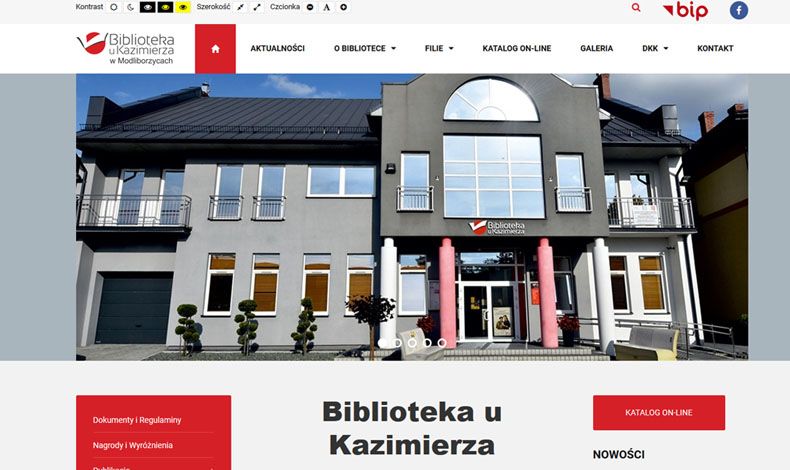 strona internetowa Miejsko-Gminna Biblioteka Publiczna im. Kazimierza Zielińskiego w Modliborzycach