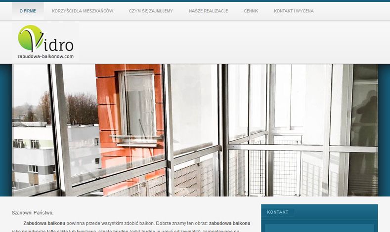 strona internetowa VIDRO Zabudowa balkonów