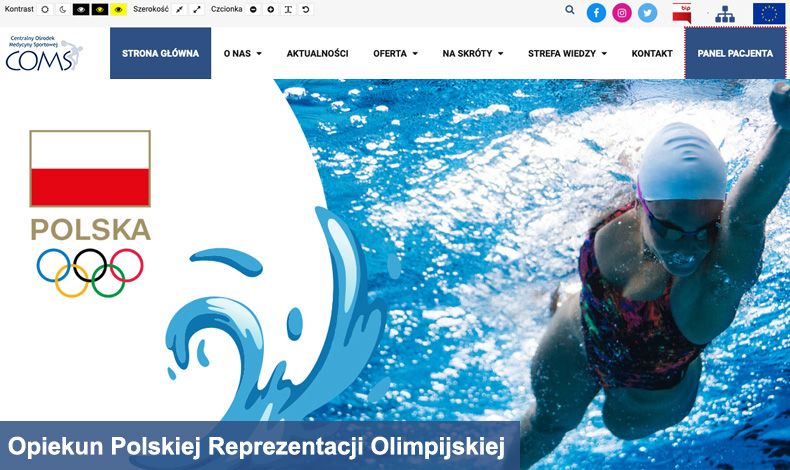 strona internetowa Centralny Ośrodek Medycyny Sportowej