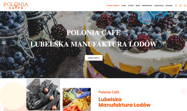 strona internetowa Polonia Cafe Lubelska Manufaktura Lodów