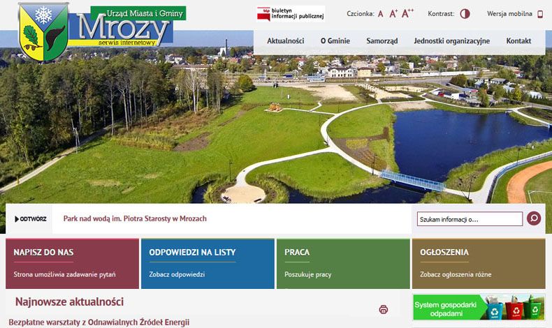 strona internetowa Urząd Miasta i Gminy Mrozy